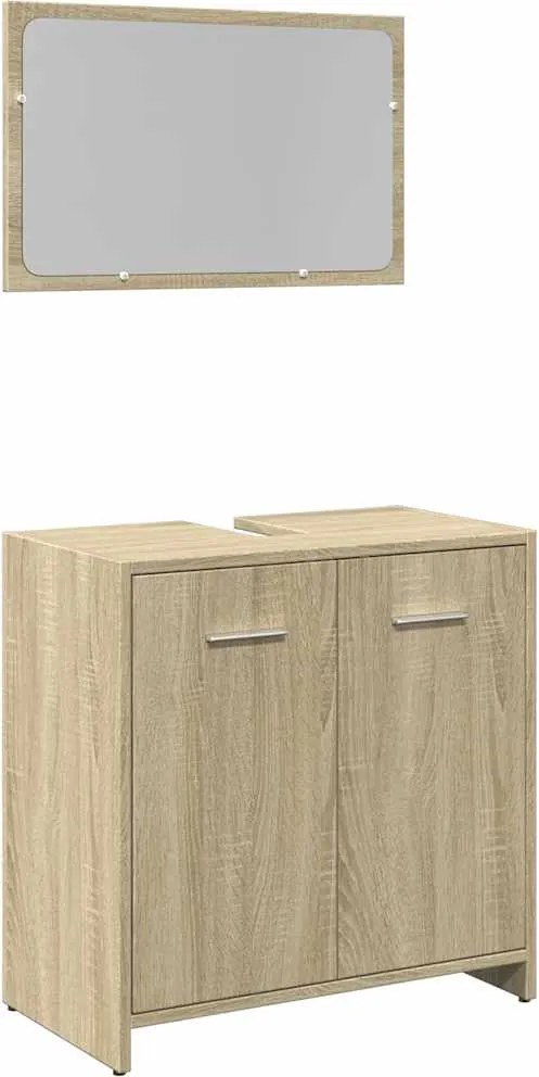 vidaXL Set mobilier de baie, 2 piese, stejar sonoma, lemn prelucrat