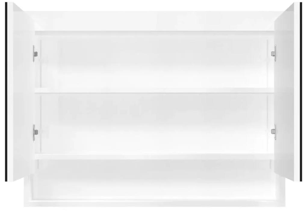 Dulap de baie cu oglinda, alb stralucitor, 80x15x60 cm, MDF Alb stralucitor