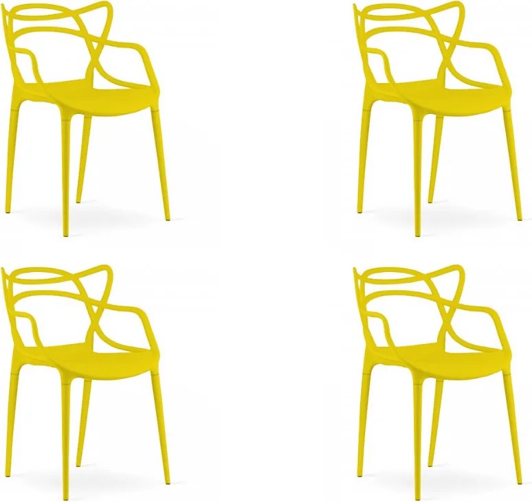 Set 4 bucati scaune din plastic KATO, galbena
