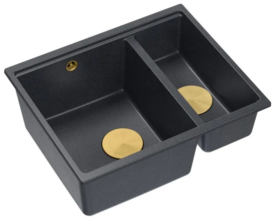 Chiuveta compozit incastrata Quadron Logan 150 negru diamant - auriu 56x46 cm