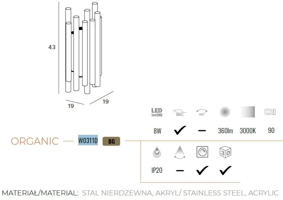 Aplica de perete LED dimabila design Premium Class Quality ORGANIC