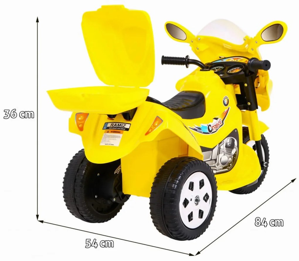 Motocicleta Electrica cu Acumulator Pentru Copii NOVOKIDS™ Moto Classico 88, 3-6 ani, Max 25 kg, Cu Melodii si Lumini, Trotineta Electrica, 3 Roti,