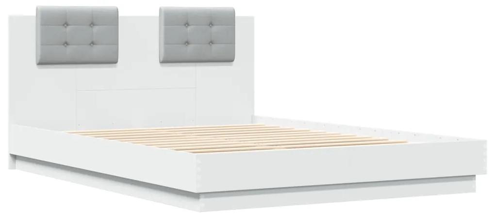 3209926 vidaXL Cadru de pat cu tăblie, alb, 120x200 cm, lemn prelucrat