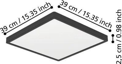 Plafonieră LED FUEVA Eglo 901305-LED, 17,5 W, 230 V, 2700/4000/6500 K, 39 x 39 cm, negru