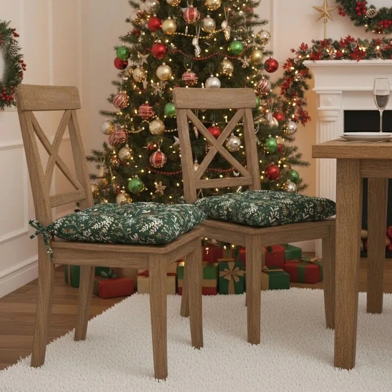 Scaun matlasat Verde Crăciun, 40 x 40 cm