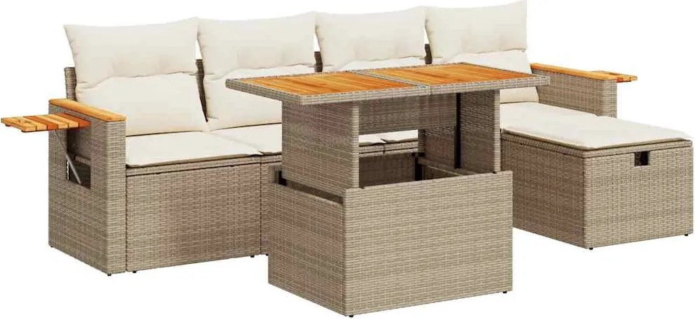 vidaXL Set canapele de grădină cu perne, 6 piese, bej, poliratan