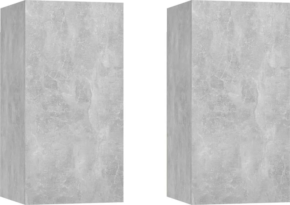 vidaXL | Dulap pentru TV de perete | 2 pcs Gri beton 30.5 x 30 x 60 cm