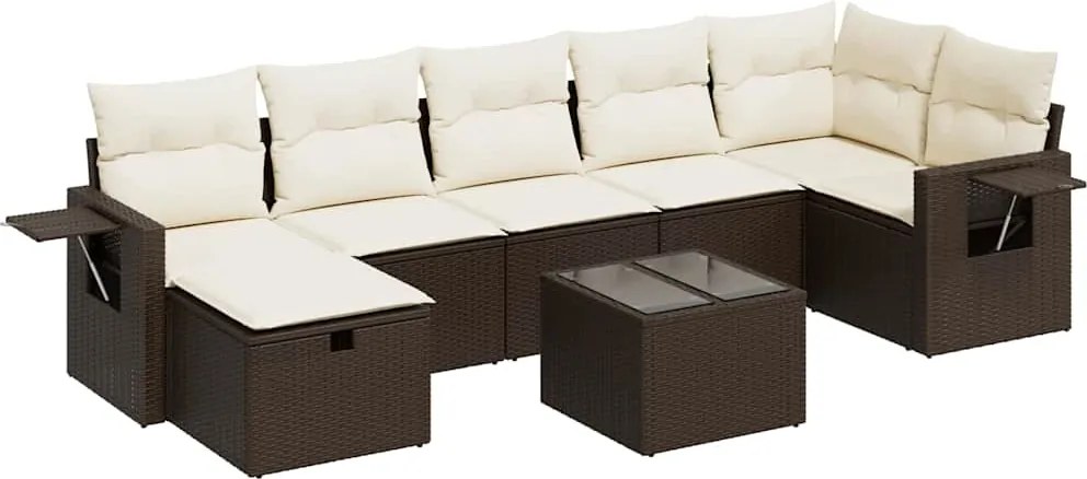 vidaXL Set canapele de grădină cu perne, 8 piese, maro, poliratan