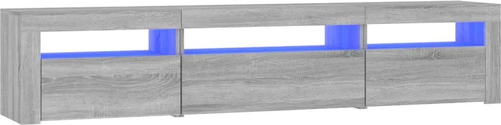 vidaXL Comodă TV cu lumini LED, gri sonoma, 195x35x40 cm