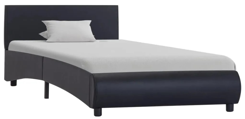 285480 vidaXL Cadru de pat cu LED, negru, 90 x 200 cm, piele ecologică