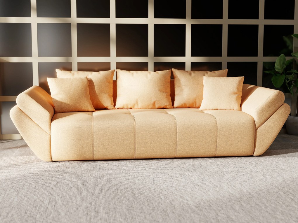 Canapea extensibilă dumonde cu ladă de depozitare si sezut confortabil din spuma high-density, Berlin Enjoy Mango 250x100 cm