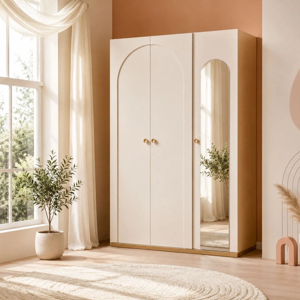 Dulap cu 3 usi si oglinda 132x58x204 cm, colectia Louis