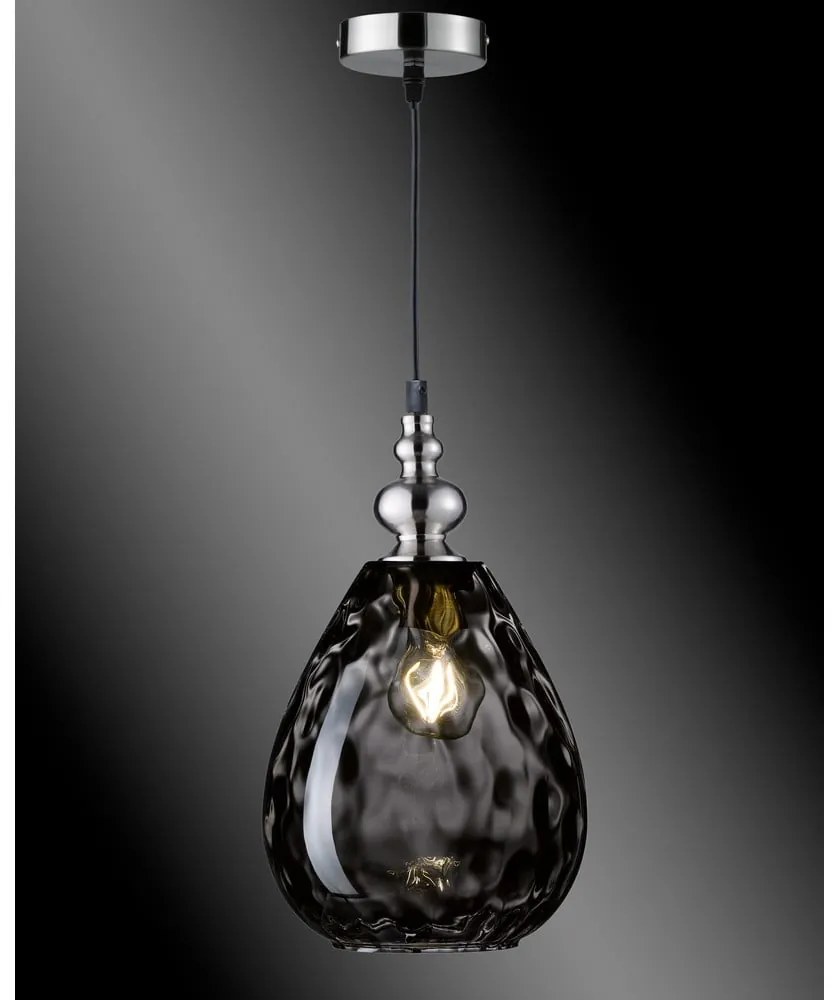 Lustră neagră cu abajur din sticlă Uller – Fischer & Honsel