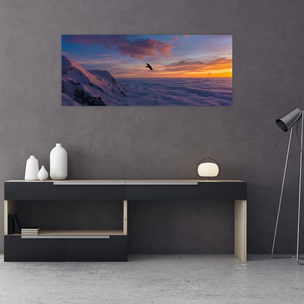 Tablou în apus de soare, Mont Blanc (120x50 cm)