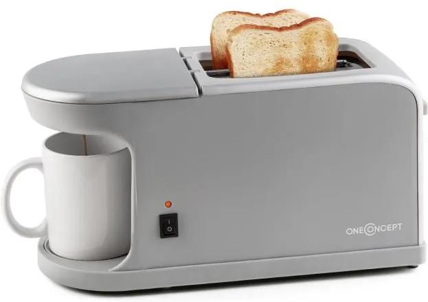 OneConcept QUICKIE 2-în-1, toaster dublu, mini-filtru de cafea, inclusiv cești de cafea