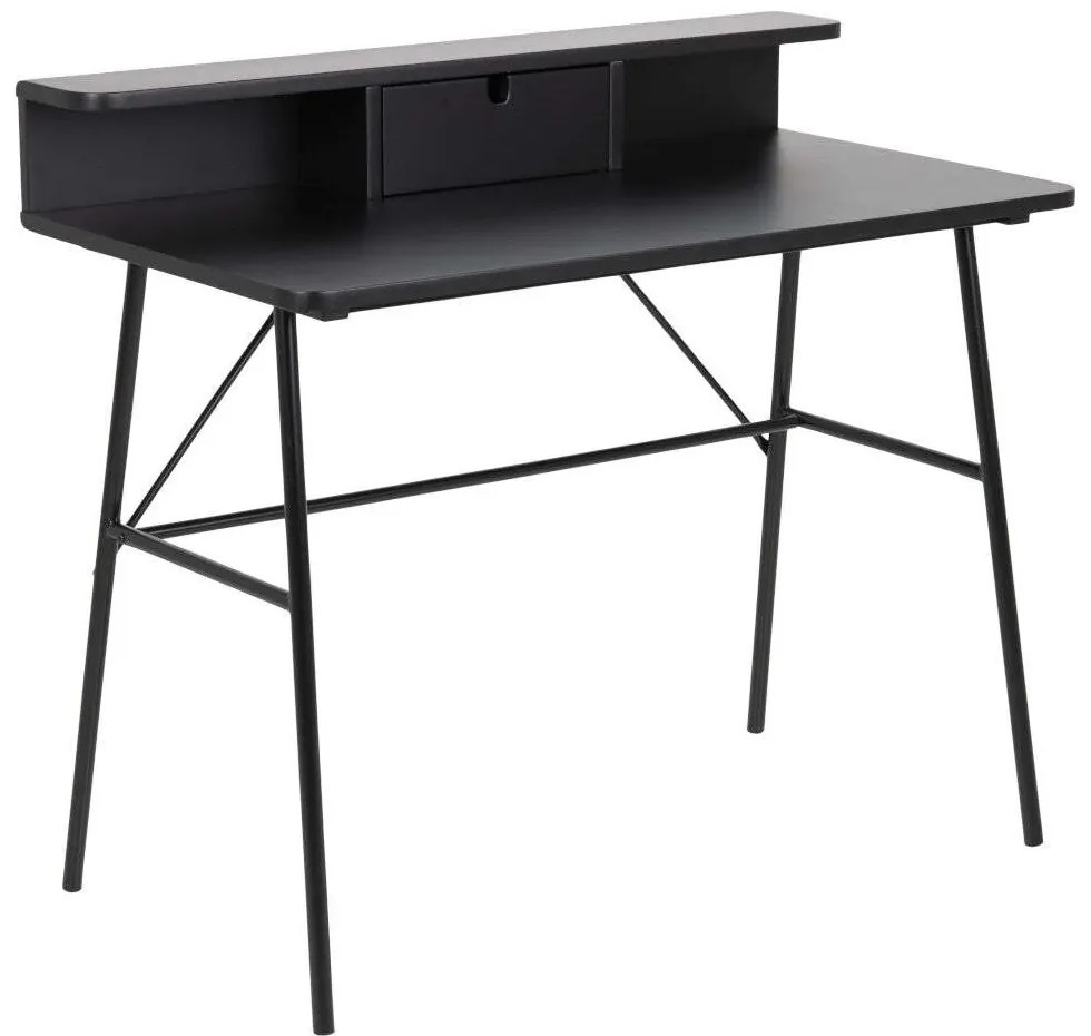 Birou cu raft si sertar DURANGO 100x55 cm, negru