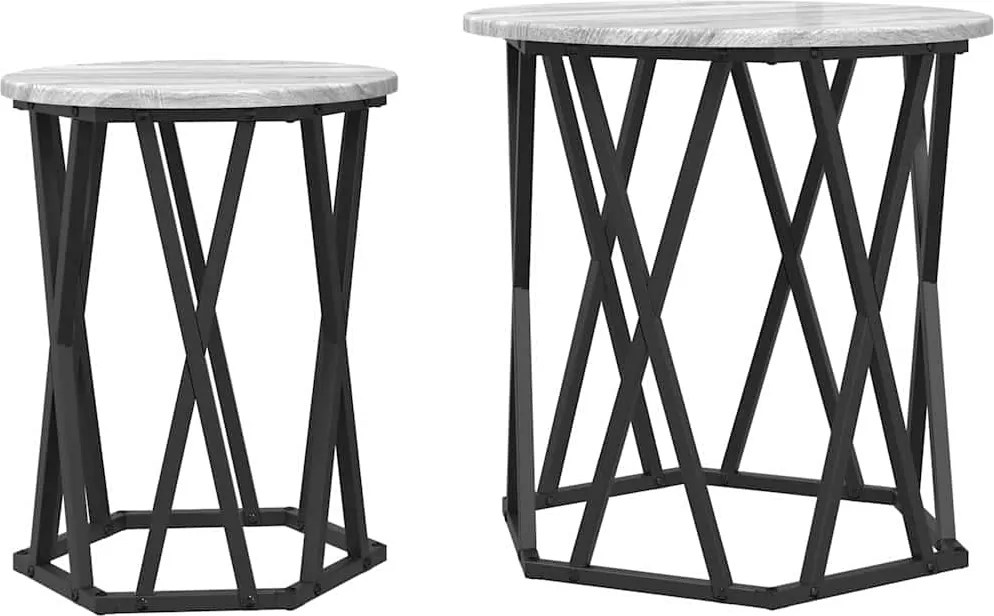 vidaXL Masă de cafea 2 pcs Gri Sonoma Lemn ingineresc și oțel