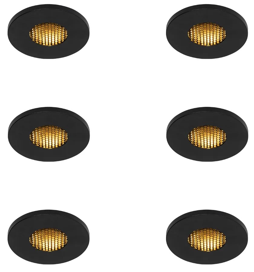 Set de 6 spoturi încastrate moderne pentru baie negre IP54 - Shed Honey