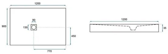 Cadita dus dreptunghiulara Rea Stone 90x120 negru