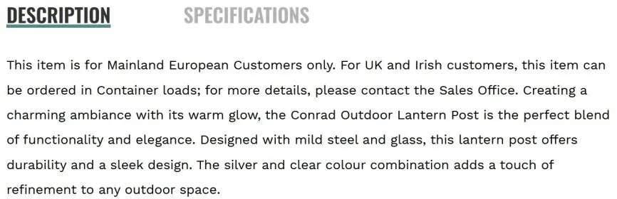 Stalp iluminat exterior traditional IP44 Conrad