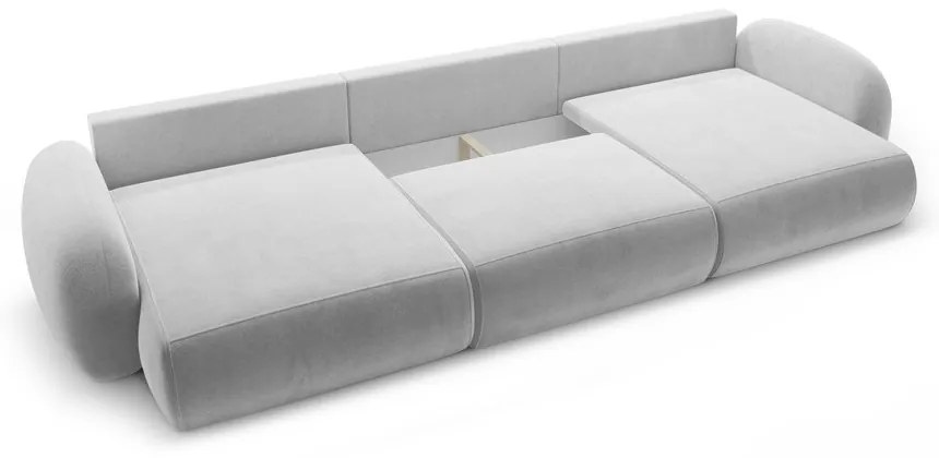 Colțar gri deschis extensibil/cu spațiu de depozitare cu tapițerie din catifea (în formă de "U") Tonale – Cosmopolitan Design