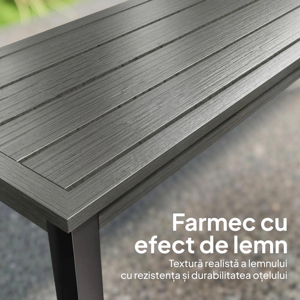 Outsunny Bancă de grădină cu 2 locuri, 130x34x43 cm, gri | Aosom Romania