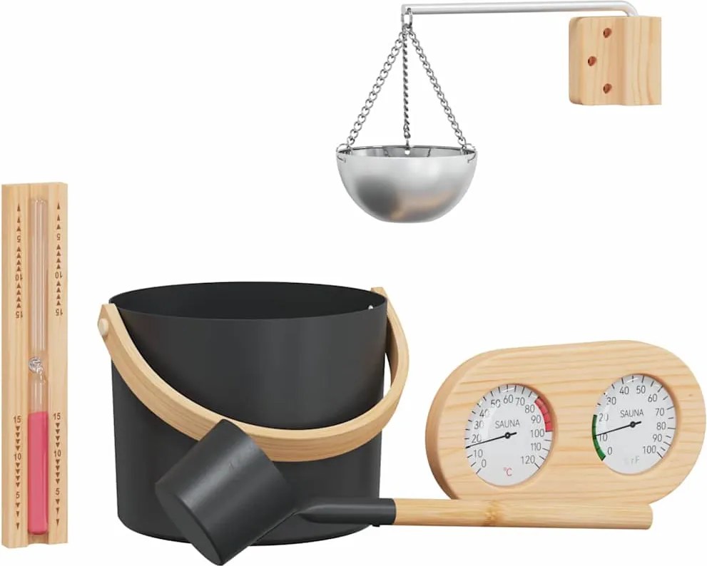 vidaXL Set de accesorii pentru saună 5 pcs Negru