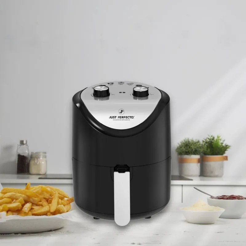 Friteuza cu aer cald Just Perfecto JL-14, 1200W, 3,5 litri, 80-200 C, Timer, Negru