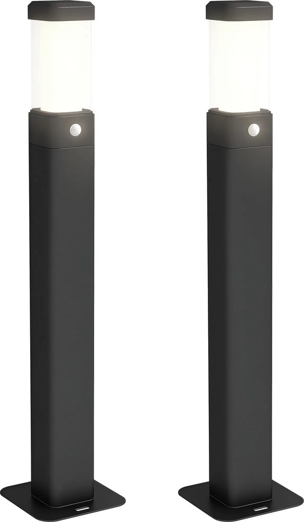 Outsunny Set de 2 lampi de exterior, stalpi luminoase LED, Etanche IP65, Lumina pentru alei si drumuri, negru | Aosom Romania