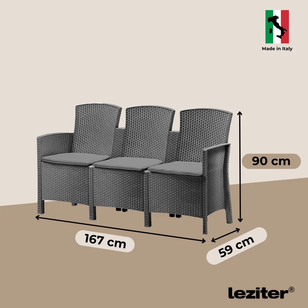 Canapea de grădină Lima cu 3 locuri, grafit