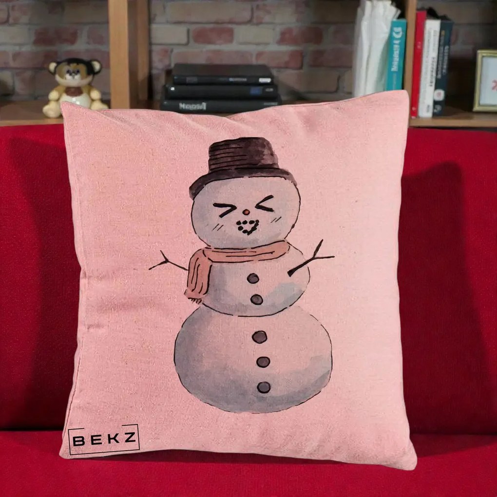Perna Decorativa Om de Zapada Kawaii Haios, 40x40 cm, Roz, Husa Detasabila, Perna Inclusa, BEKZ®