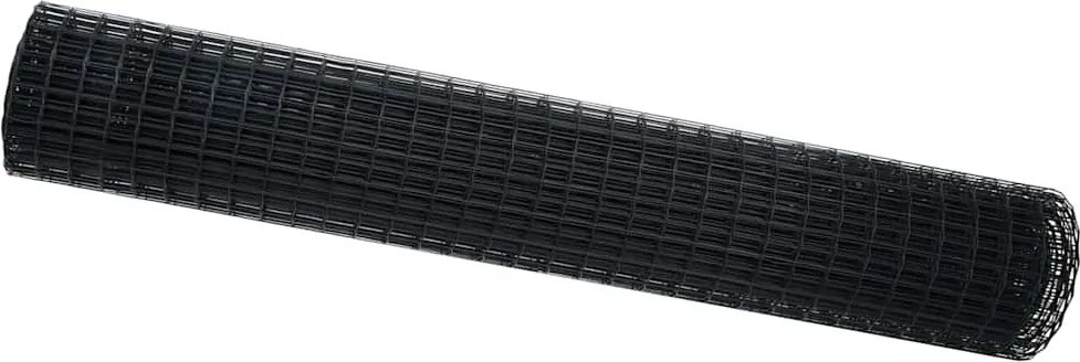 vidaXL Gard Euro Negru 1,6 x 10 m Fier acoperit cu PVC