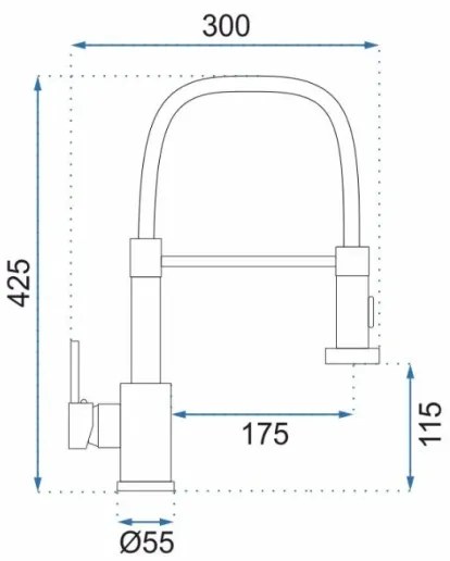 REA-B0417 - Baterie pentru chiuvetă COLIN, cu pulverizator extractibil, 42,5 cm, finisaj nichel