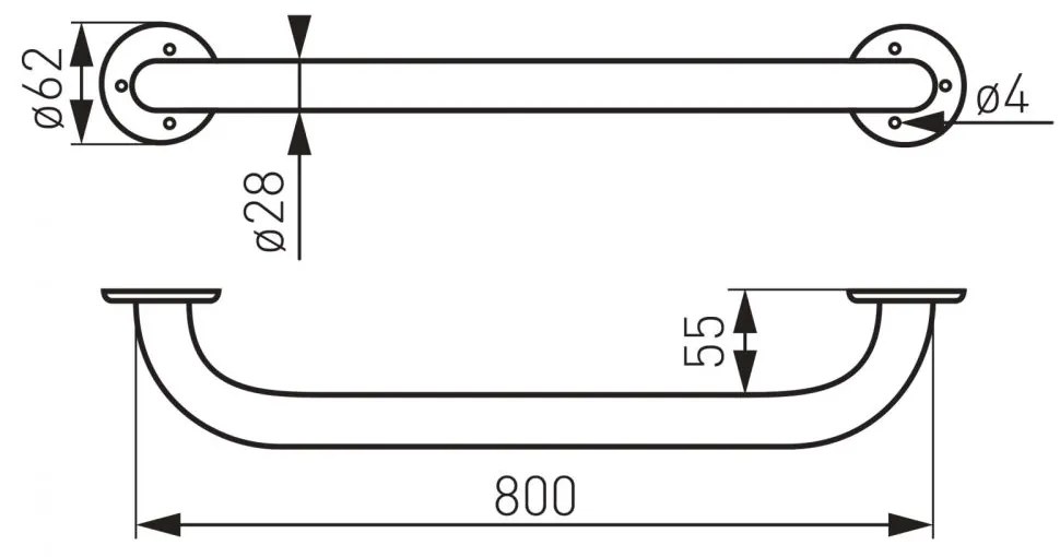 Bara suport ajutatoare 80 cm, alb, Ferro 800 mm