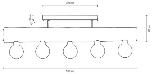 Spot-Light DO6997556 - Lustră aplicată TRABO 5xE27/60W/230V, lemn de pin