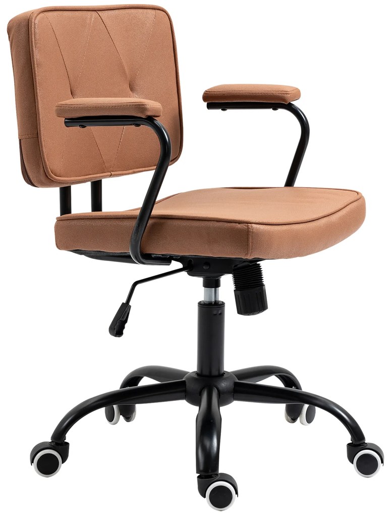 Vinsetto Scaun de birou cu rotile, scaun de birou reglabil inaltime cu functie de leganare rotire 360° inclinabil spuma maro 61 x 58 x 82-91 cm | Aosom Romania