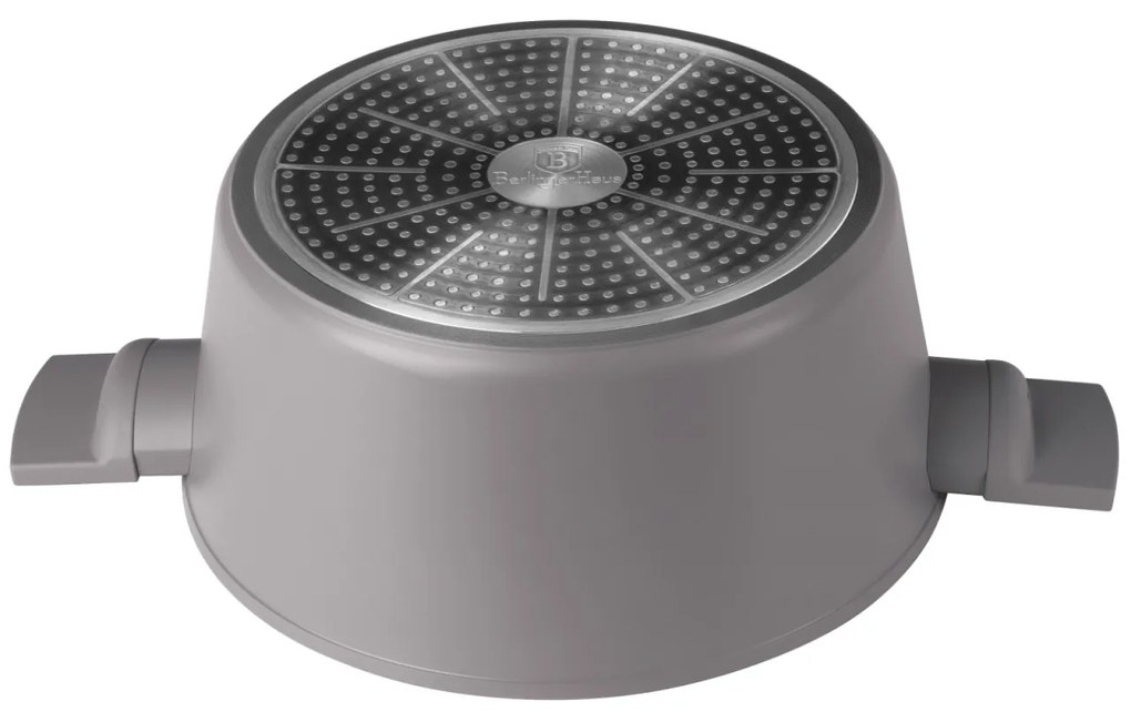 Oală cu capac 24 cm, 4.1L – Berlinger Haus Taupe Collection BH 8101, antiaderentă, pentru gătit zilnic sănătos, design modern