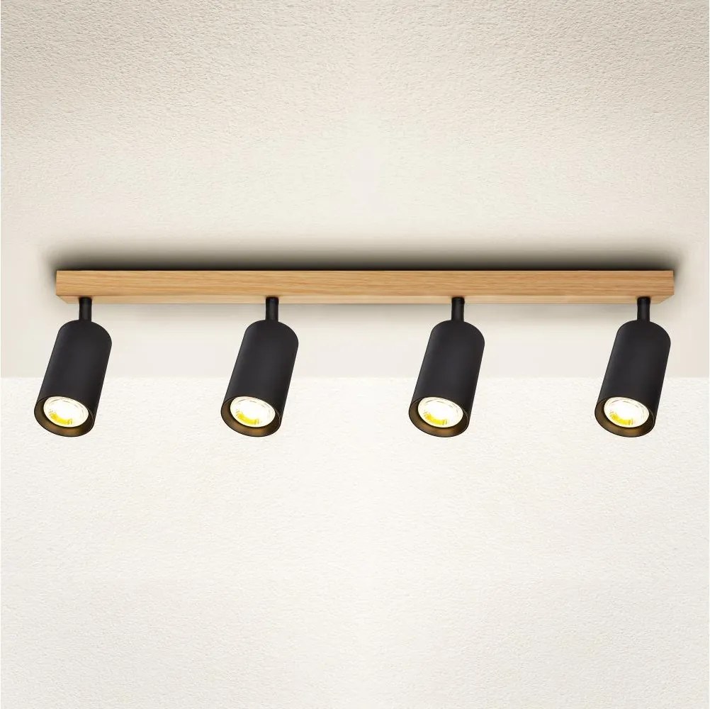 Brilagi - Spot SELE 4xGU10/30W/230V negru/decor stejar