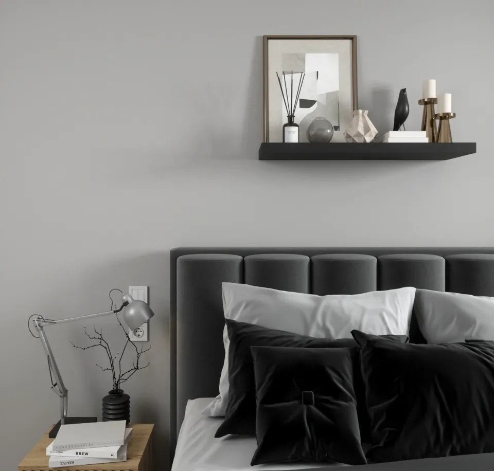 Raft suspendat, 80x5x26 cm, Gariss, Eltap (Culoare: Negru)