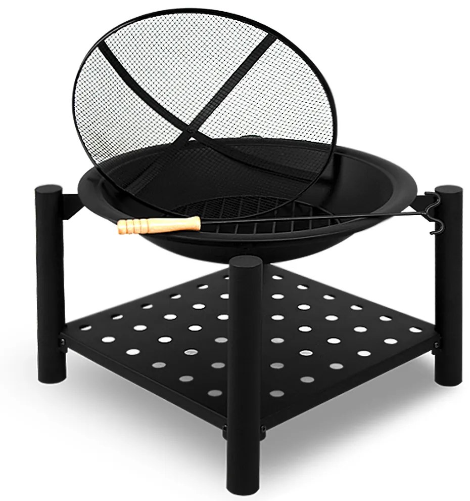 FIRE 101100 Vatra portabilă de foc cu spațiu pentru lemne 55cm, negru Gardebruk