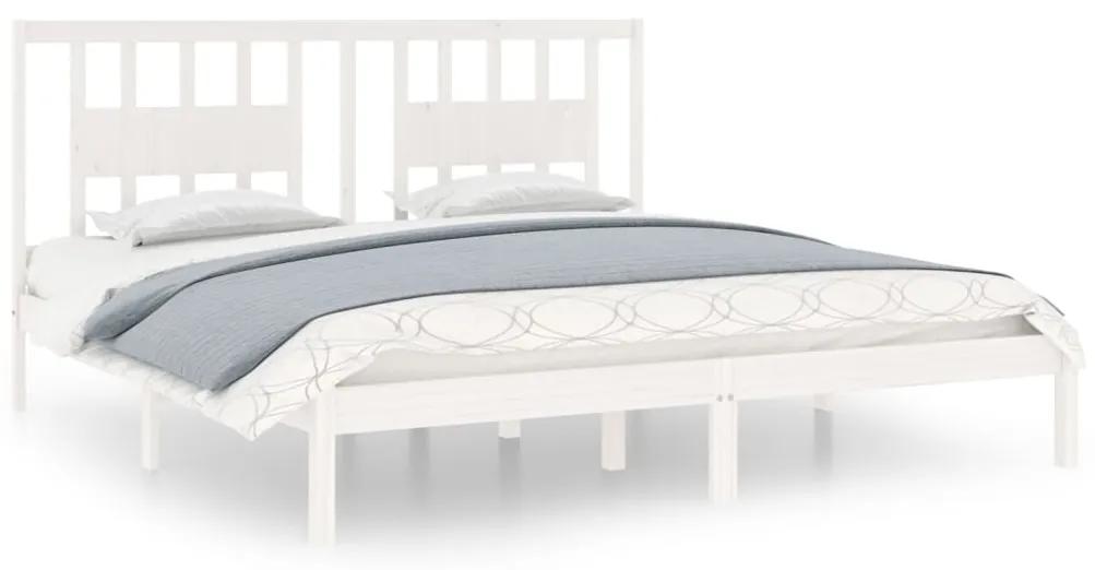 3104084 vidaXL Cadru de pat, alb, 200x200 cm, lemn masiv de pin