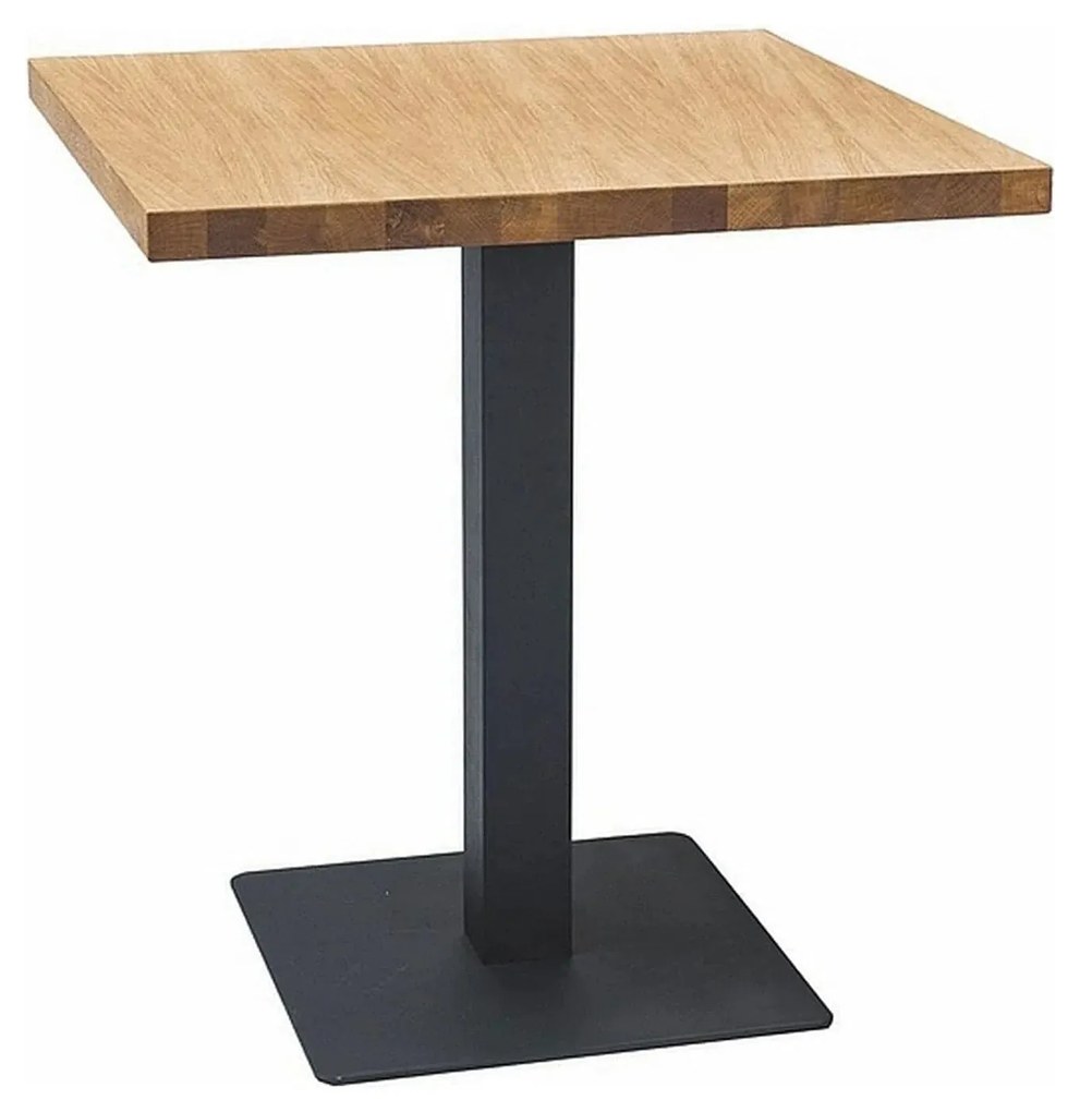 Masa PURO, stejar/negru, PAL laminat/metal, 70x70x76 cm