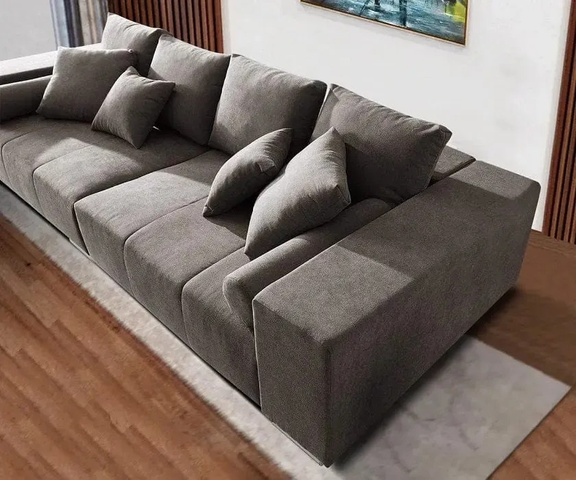 Canapea extensibilă dumonde cu ladă de depozitare si sezut confortabil din spuma high-density, Marbela Enjoy Kaki XXL 295x100 cm