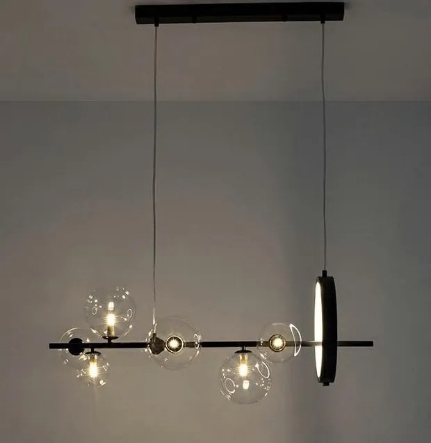 Lustra moderna cu 7 de surse de lumina si LED LINEA 90