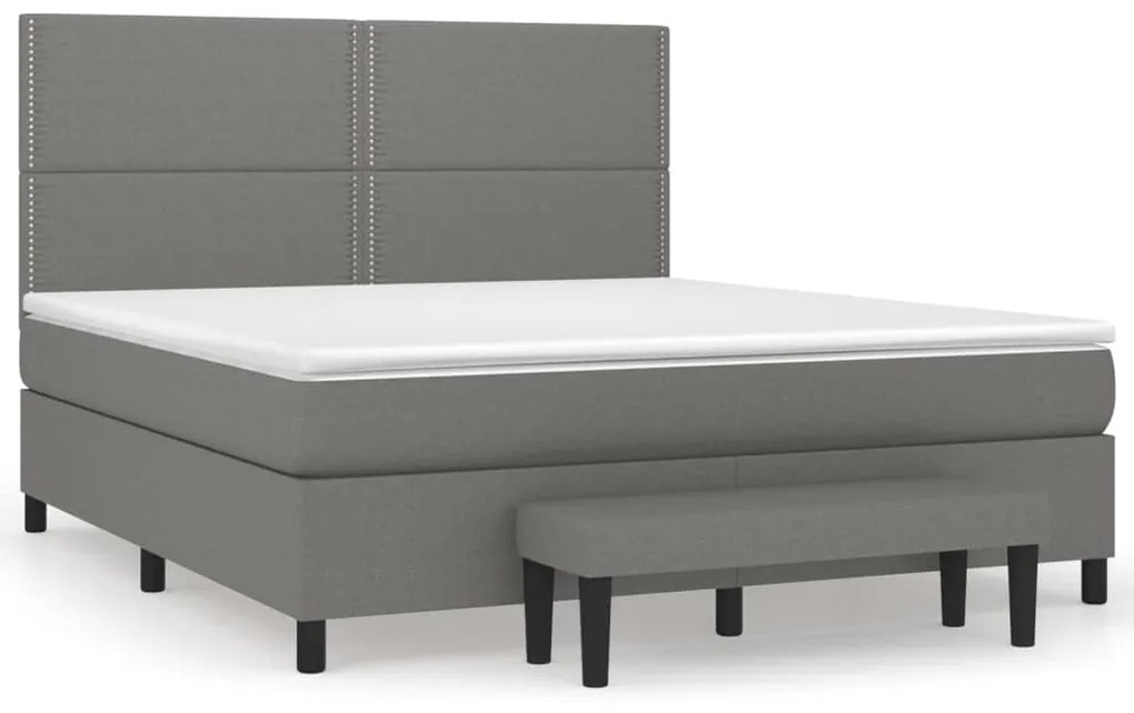 3136534 vidaXL Pat box spring cu saltea, gri închis, 180x200 cm, textil