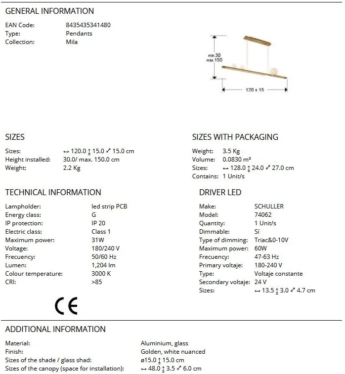 Lustra LED suspendata design modern Mila auriu