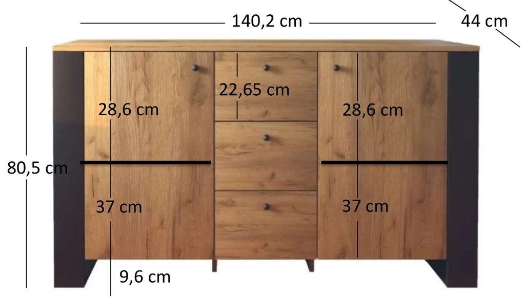 Comodă Wayne (Stejar craft auriu). 1053384