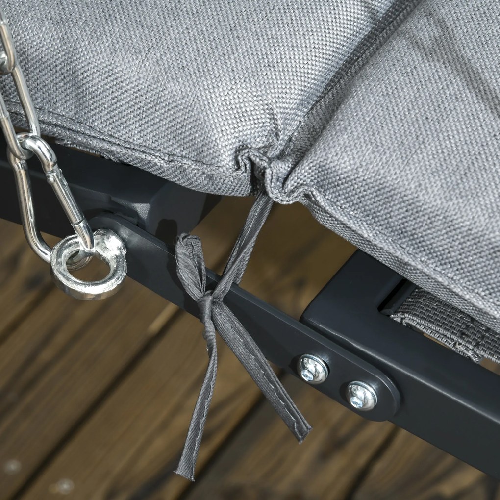 Outsunny leagăn suspendat, acoperiș rabatabil, incl. pernă de șezut, pernă pentru cap, cadru din oțel, gri închis, 108 x 145 x 169 cm | Aosom Romania