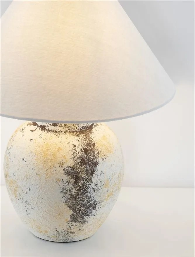 Veioza decorativa, Ceramica, Tesatura, Alb, LUPE