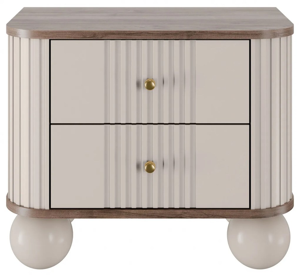 Set noptiere Vesper 56 cm - cașmir / nuc / mânere aurii / picioare sferice